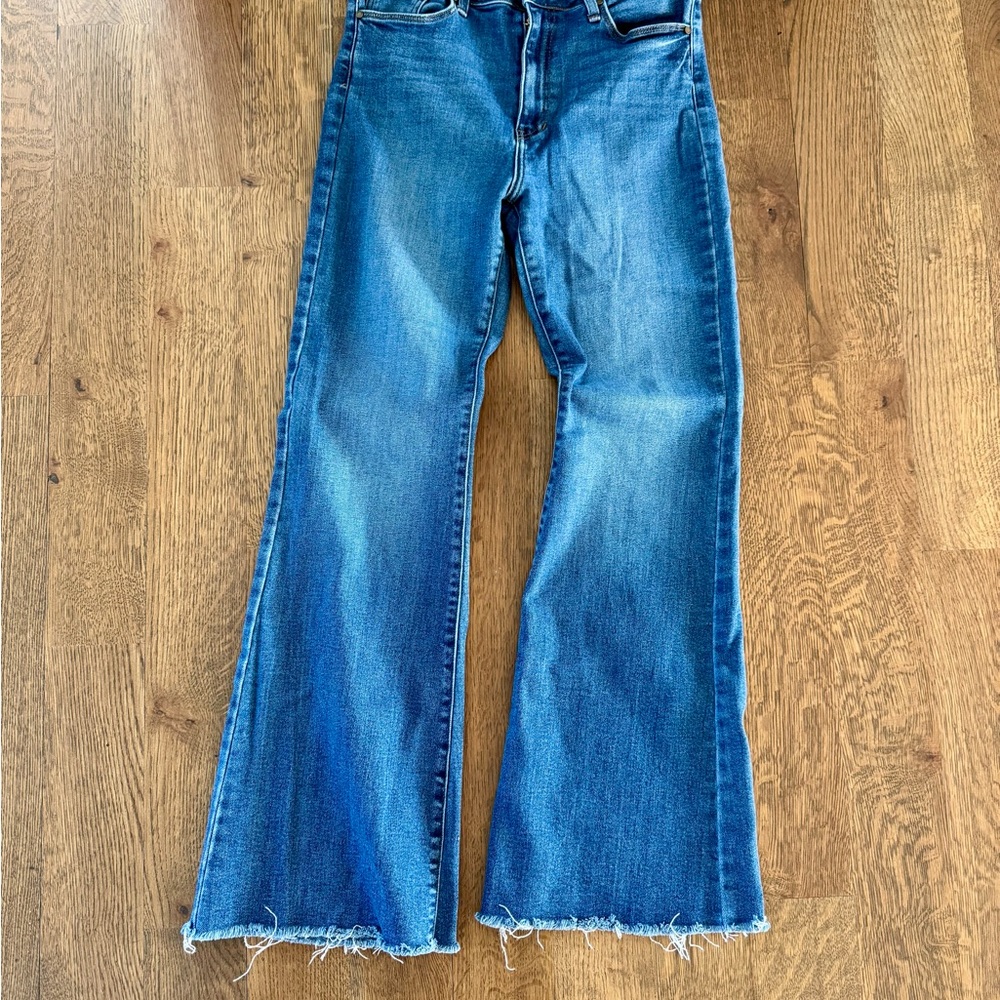 Just Black Denim Flare Jeans Raw Hem High Rise Size 31